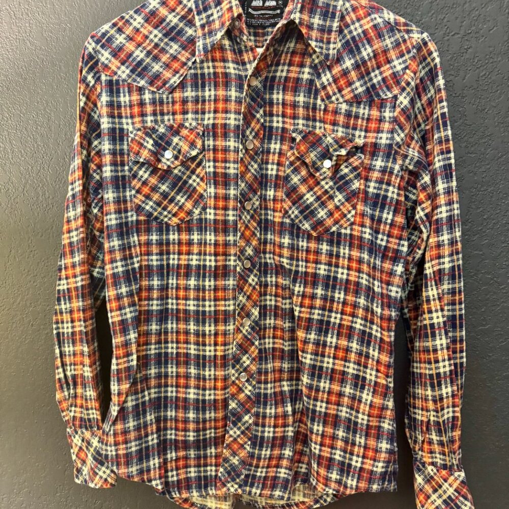 Mad Man Vintage Western Plaid Flannel Shirt Size 15-15 1/2